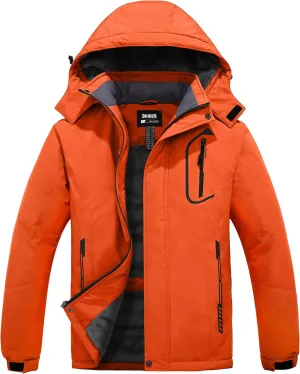 Skieer Men's Mountain Waterproof Ski Jacket Winter Rain Jacket Warm Fleece Snow Coat