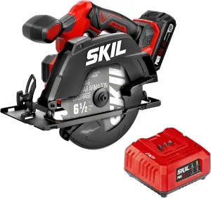 SKIL 20V Brushless 6-1/2In. Cordless Compact Circular Saw Kit for Wood Cutting including 2.0Ah Battery and Charger-CR6413B-11