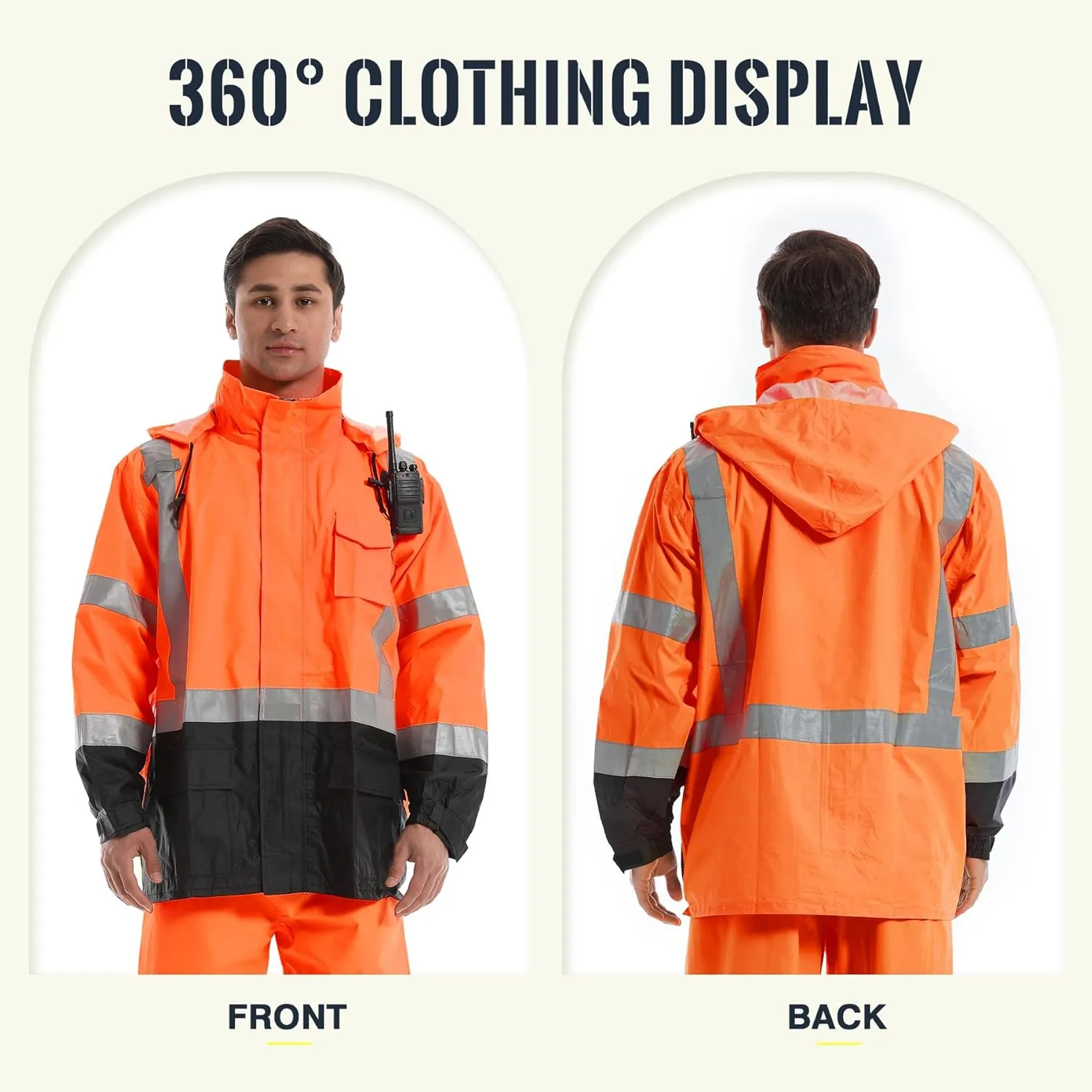 SKSAFETY Safety Softshell Jacket for men, High Visibility Rain coat, Waterproof Hi Vis Rain jacket, ANSI/ISEA Class 3