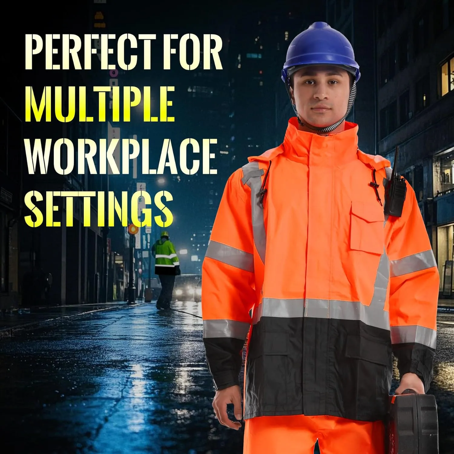 SKSAFETY Safety Softshell Jacket for men, High Visibility Rain coat, Waterproof Hi Vis Rain jacket, ANSI/ISEA Class 3