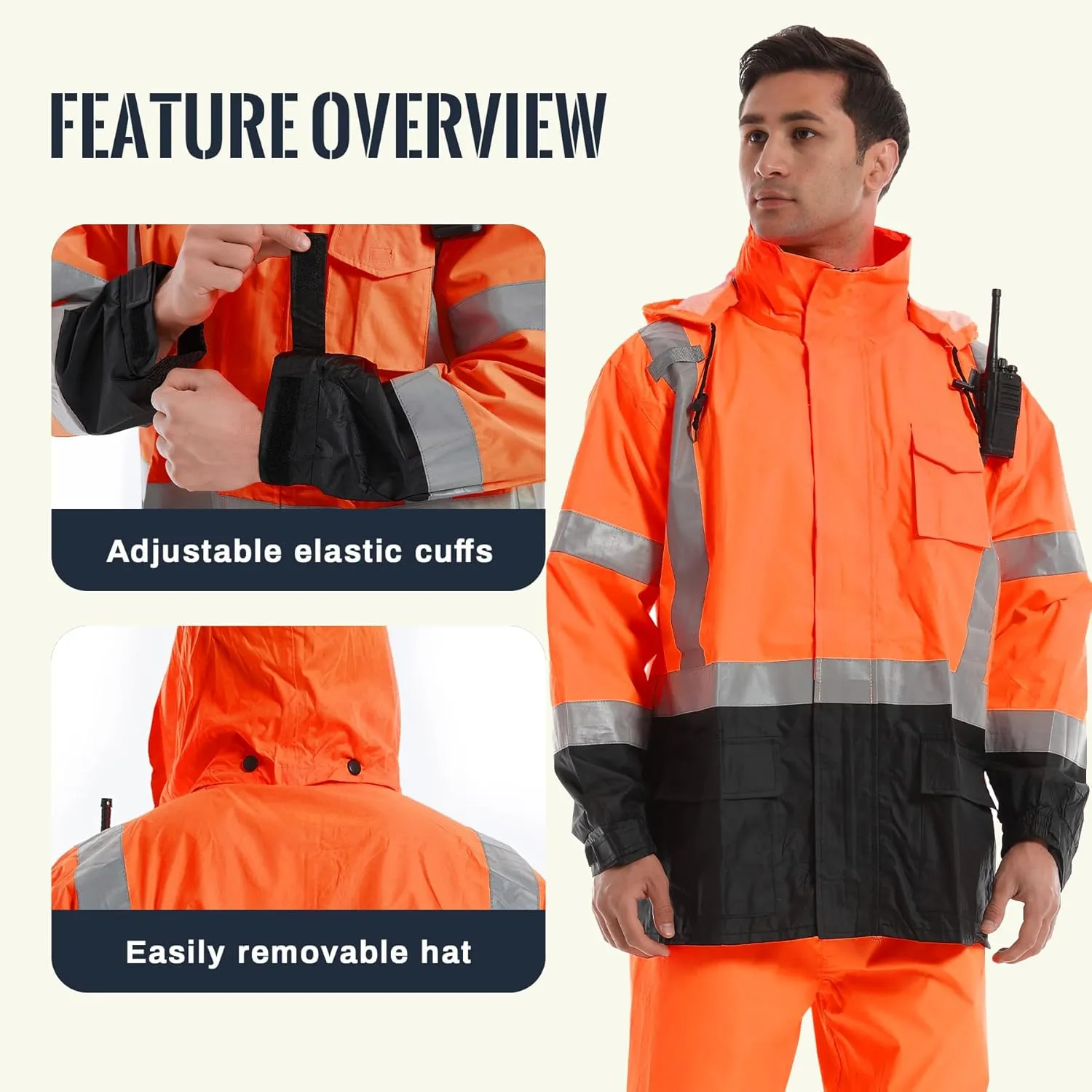SKSAFETY Safety Softshell Jacket for men, High Visibility Rain coat, Waterproof Hi Vis Rain jacket, ANSI/ISEA Class 3