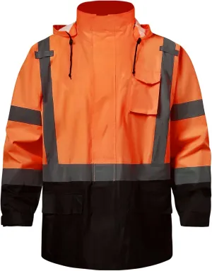 SKSAFETY Safety Softshell Jacket for men, High Visibility Rain coat, Waterproof Hi Vis Rain jacket, ANSI/ISEA Class 3