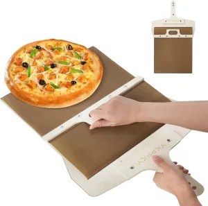 Sliding Pizza Peel - Wood Pizza Slider Smart ，Pizza Peel Slider That Transfer Pizza Perfectly，Non Stick Pizza Slider - 21.6" x 11.9"