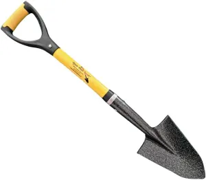 Small D-Handle Gardening Shovel with Cushioned Grip, Fiberglass Handle with Carbon Manganese Steel Blade, Award Winning Spade, 30" Mini Handle, Yellow