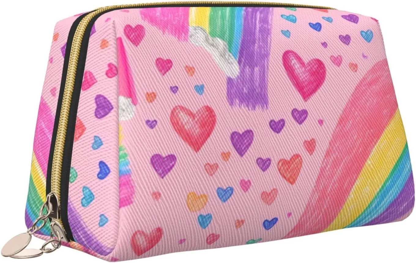 Small Rainbow Toiletry Pouch, Travel-Friendly Makeup Organizer For Makeup Brushes, Lipsticks