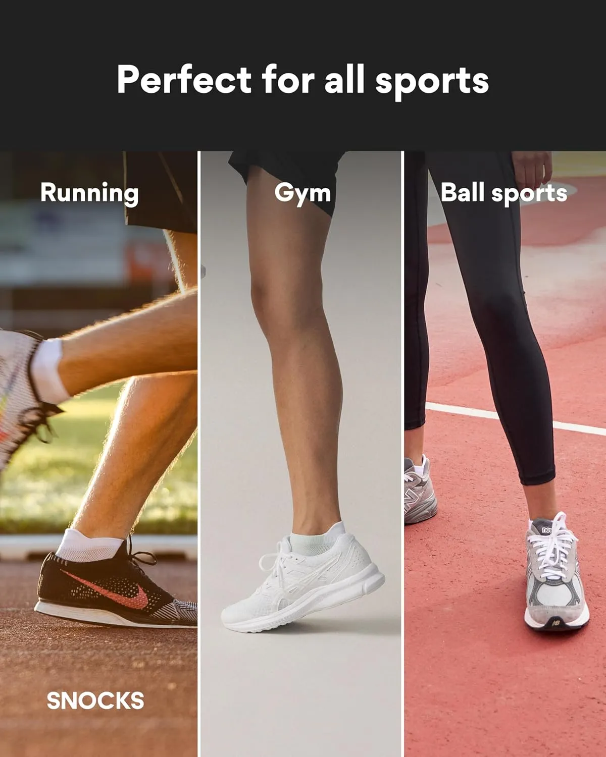 Snocks S-XL 6 Pairs of Running Socks for Men & Women: Running Socks Womens & Workout Socks Mens