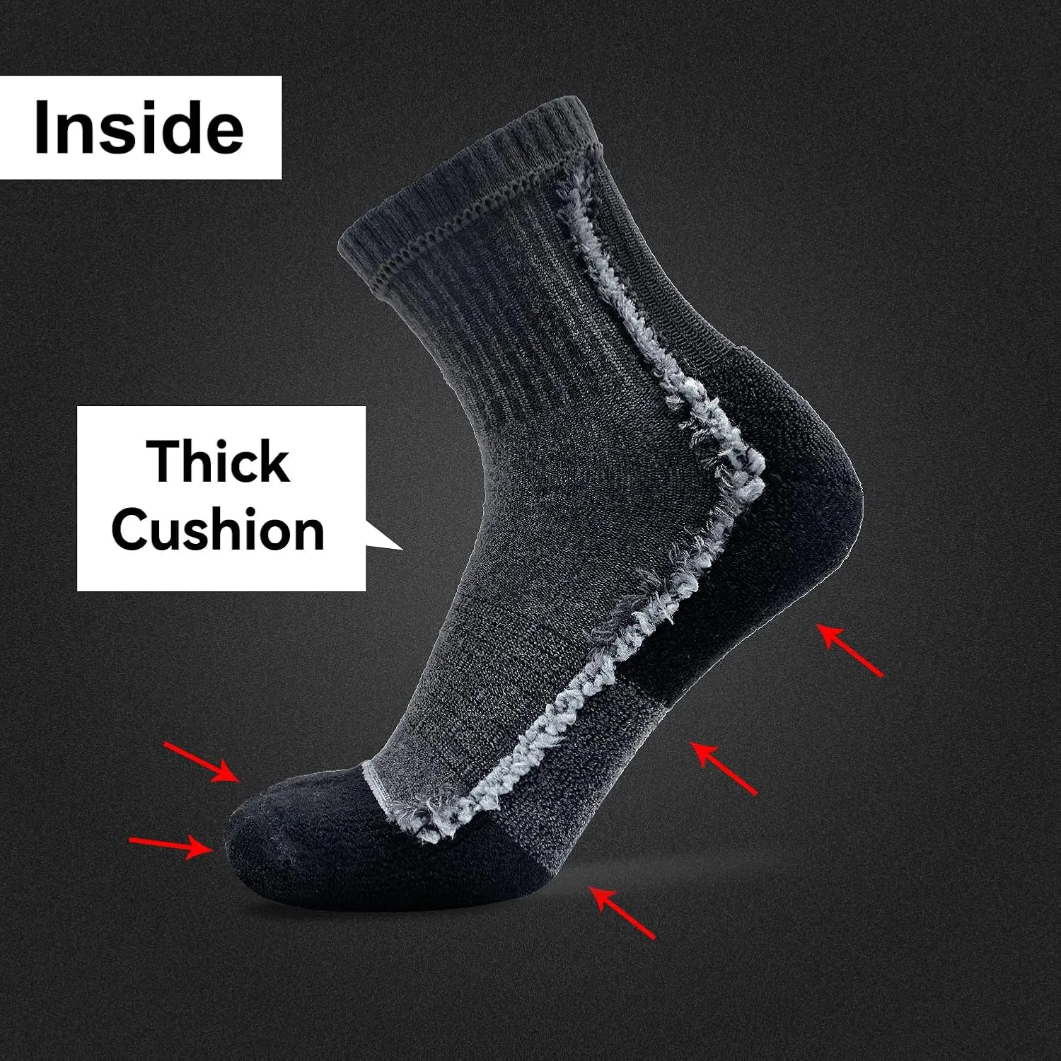 Socks Daze Merino Wool Blend Ankle Running Hiking Socks for Men Women Athletic Cushioned Quarter Walking Basketball Socks