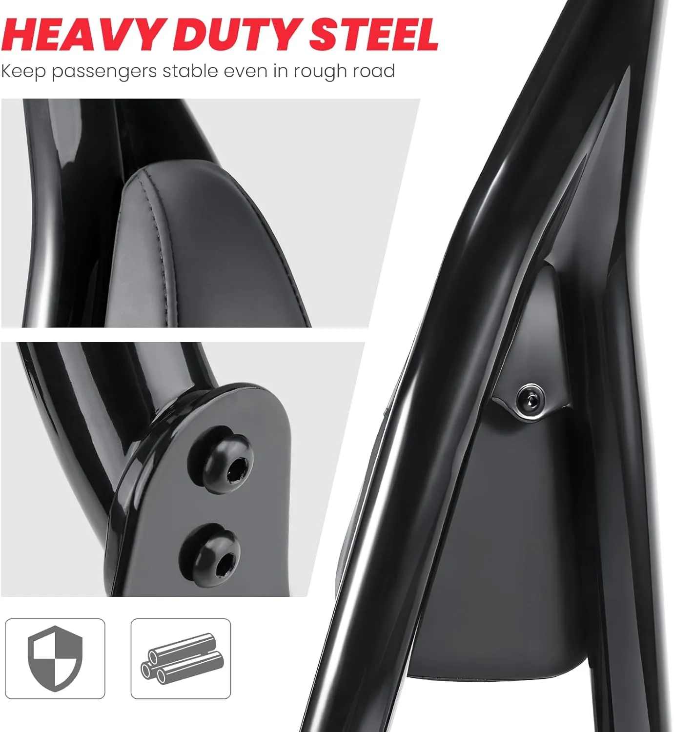 Softail Fat Bob Backrest Sissy Bar compatible with Harley Davidson FXFB FXFBS, 26" Tall Quick Release Detachable Passenger Backrest, 2018-2023, Glossy black