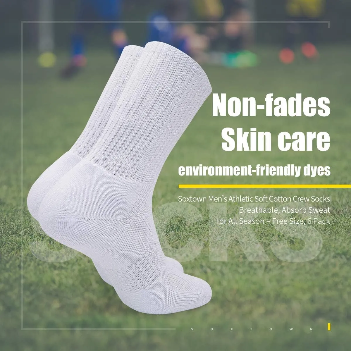 SOX TOWN Unisex Cushioned Crew Training Athletic Socks Men & Women with Combed Cotton Moisture Wicking Breathable Performance