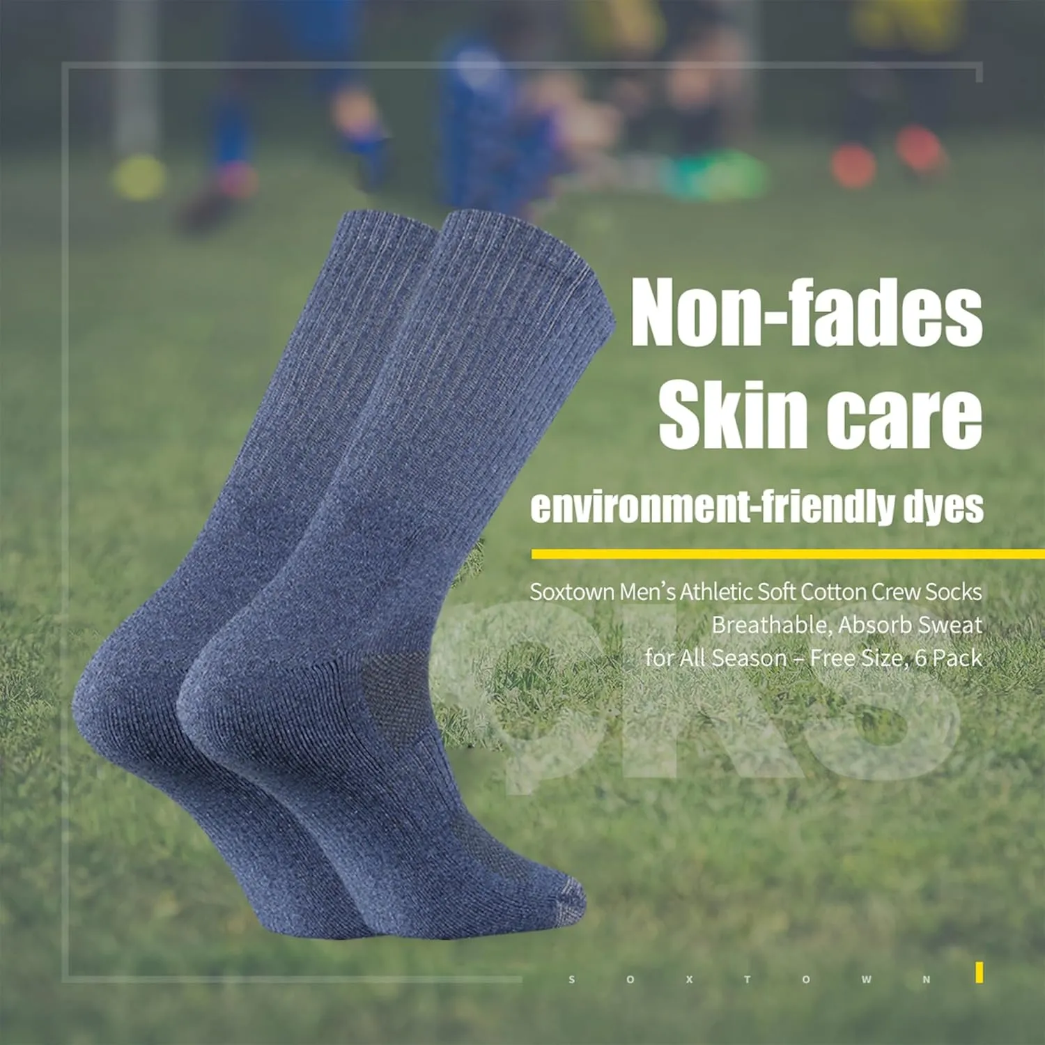 SOX TOWN Unisex Cushioned Crew Training Athletic Socks Men & Women with Combed Cotton Moisture Wicking Breathable Performance
