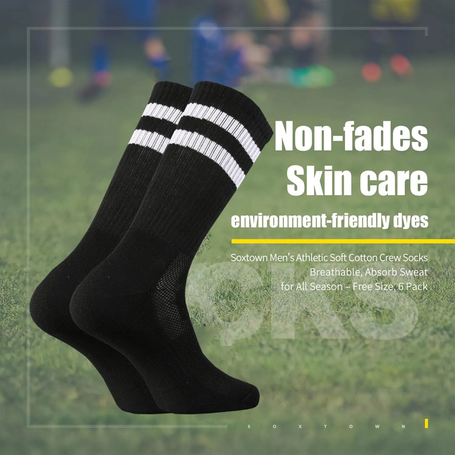 SOX TOWN Unisex Cushioned Crew Training Athletic Socks Men & Women with Combed Cotton Moisture Wicking Breathable Performance