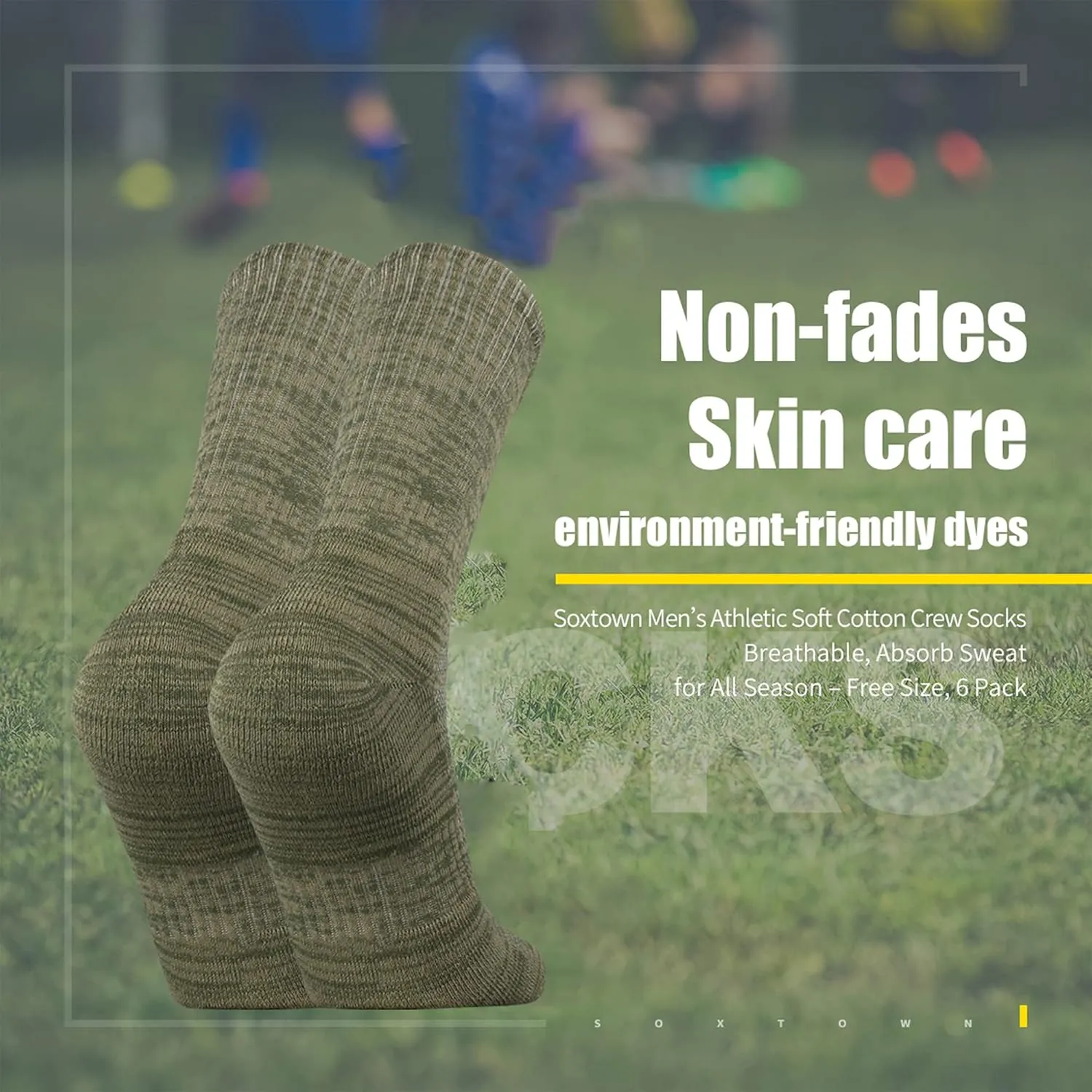 SOX TOWN Unisex Cushioned Crew Training Athletic Socks Men & Women with Combed Cotton Moisture Wicking Breathable Performance