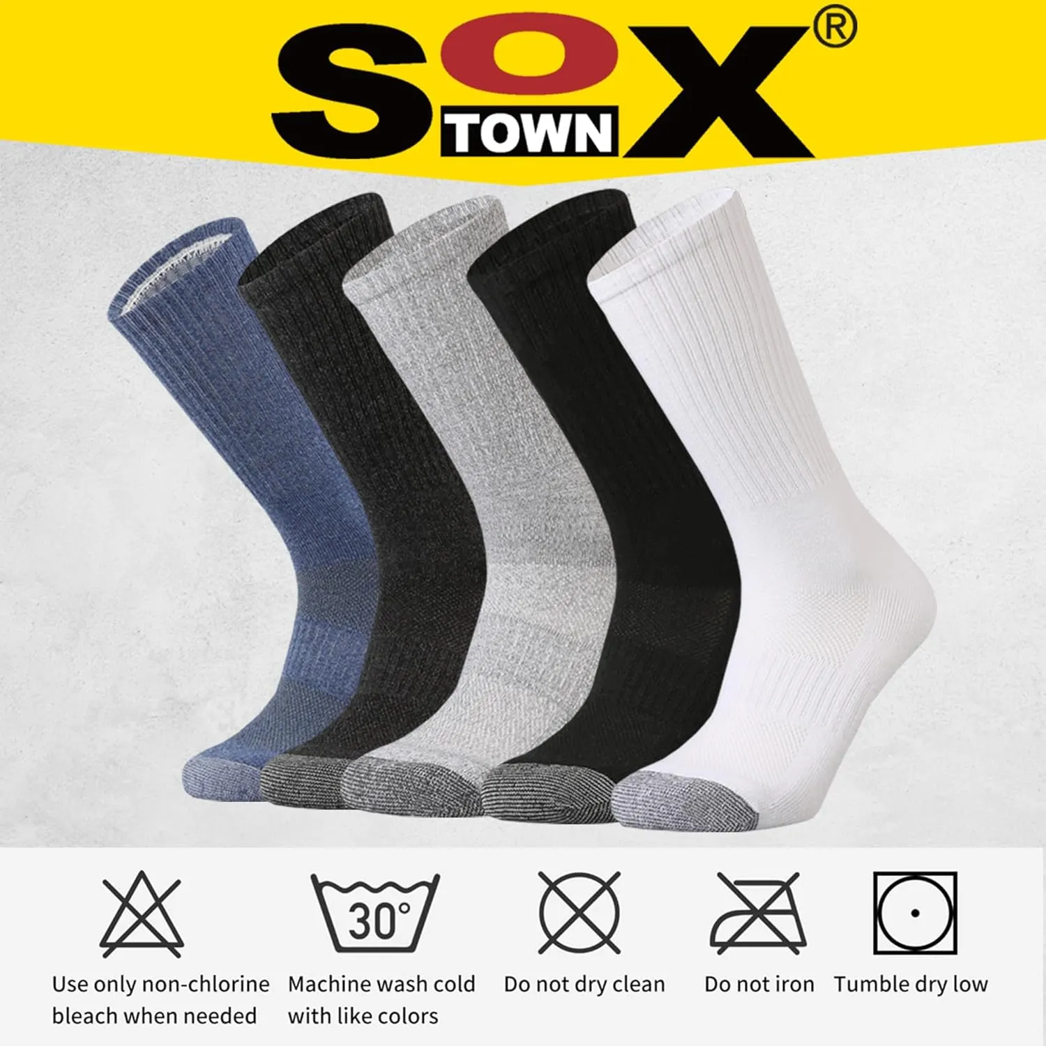 SOX TOWN Unisex Cushioned Crew Training Athletic Socks Men & Women with Combed Cotton Moisture Wicking Breathable Performance