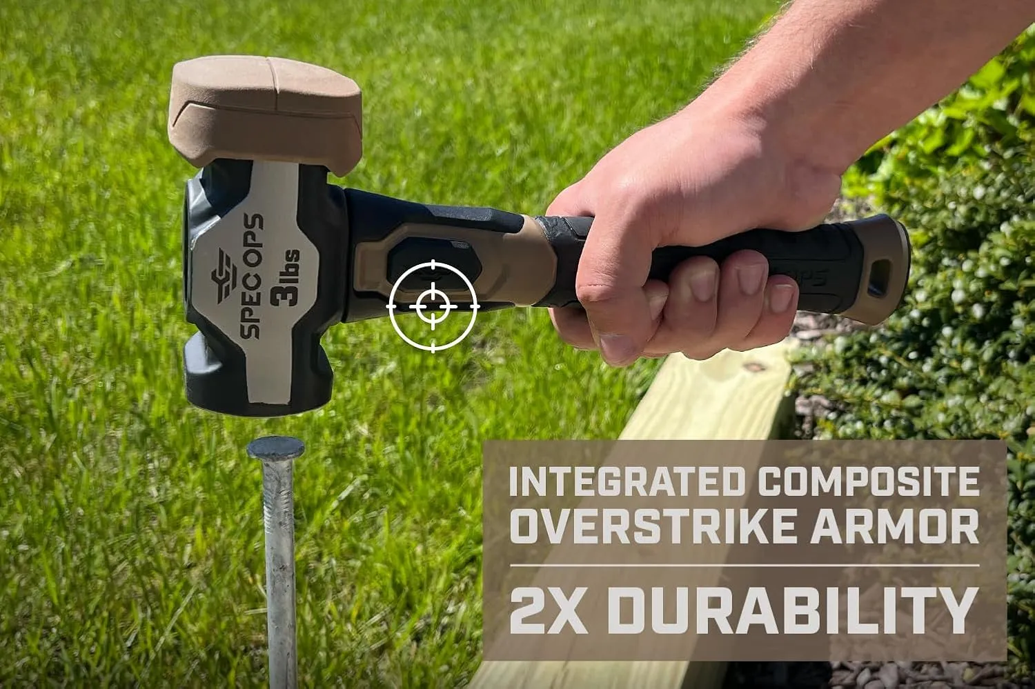 Spec Ops Tools Drilling Hammer, 3 lbs Sledge hammer with Bi-Material Shock Absorbing & Vibration Dampening Handle, 3% Donated to Veterans, Black/Tan