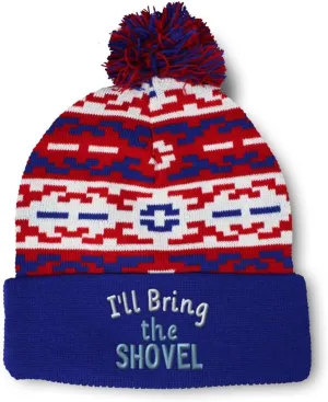 Speedy Pros Pom Pom Beanies for Women I'll Bring The Shovel Skull Cap Winter Hats for Men Acrylic 1 Size