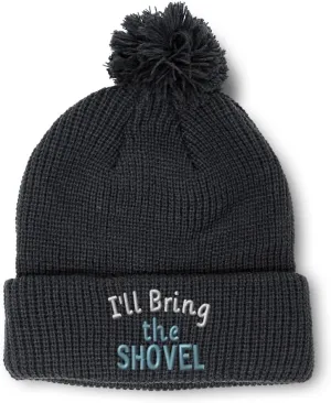Speedy Pros Pom Pom Beanies for Women I'll Bring The Shovel Skull Cap Winter Hats for Men Acrylic 1 Size