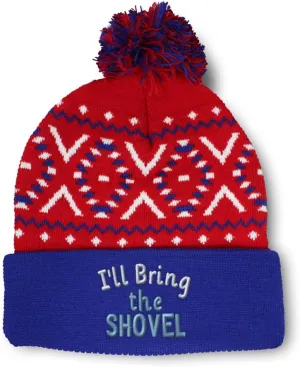 Speedy Pros Pom Pom Beanies for Women I'll Bring The Shovel Skull Cap Winter Hats for Men Acrylic 1 Size