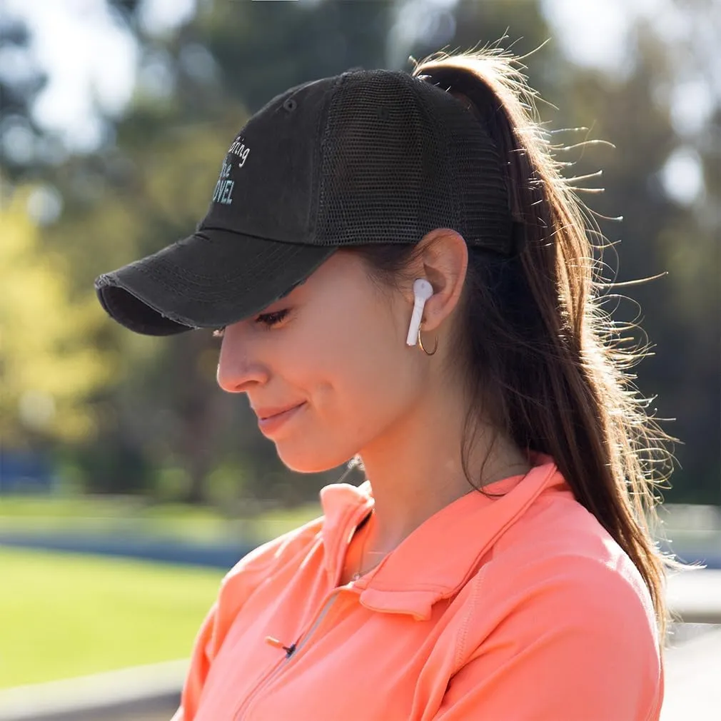 Speedy Pros Womens Ponytail Cap I'll Bring The Shovel Cotton Distressed Trucker Hats
