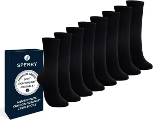 Sperry Men’s 8-Pack Cushion Comfort Crew Socks - Moisture-Wicking Athletic Socks –White Crew Socks for Everyday or Sports Use