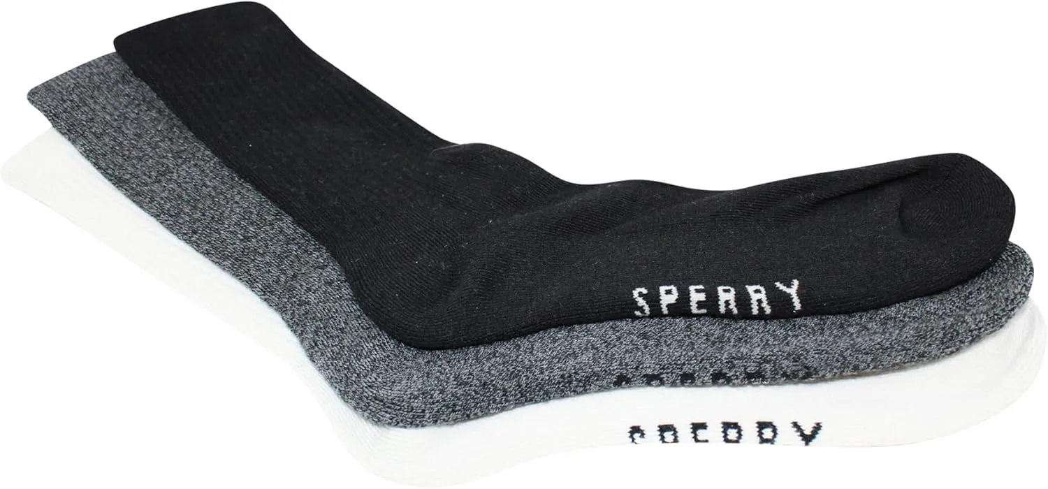 Sperry Men’s 8-Pack Cushion Comfort Crew Socks - Moisture-Wicking Athletic Socks –White Crew Socks for Everyday or Sports Use