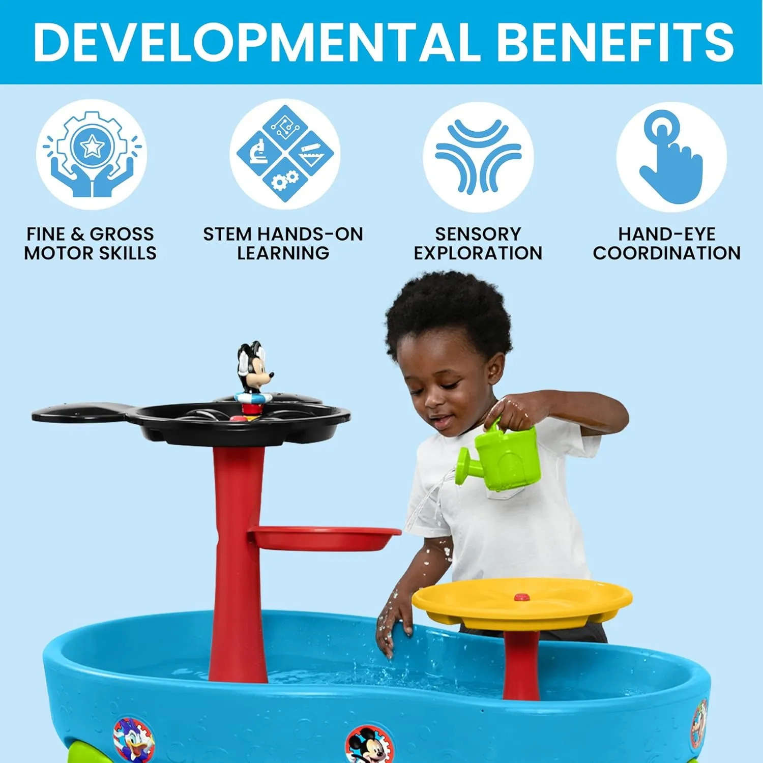 Spidey and His Amazing Friends Water Table by Delta Children| 3-Tier Water Play Table with 9-Piece Toy Set | Water Sensory Table   Summer Beach Toys for Outside Backyard for Toddlers Ages 2 , Blue