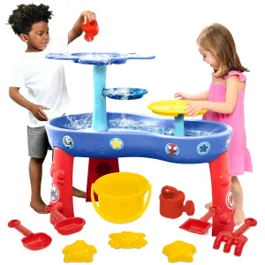 Spidey and His Amazing Friends Water Table by Delta Children| 3-Tier Water Play Table with 9-Piece Toy Set | Water Sensory Table   Summer Beach Toys for Outside Backyard for Toddlers Ages 2 , Blue