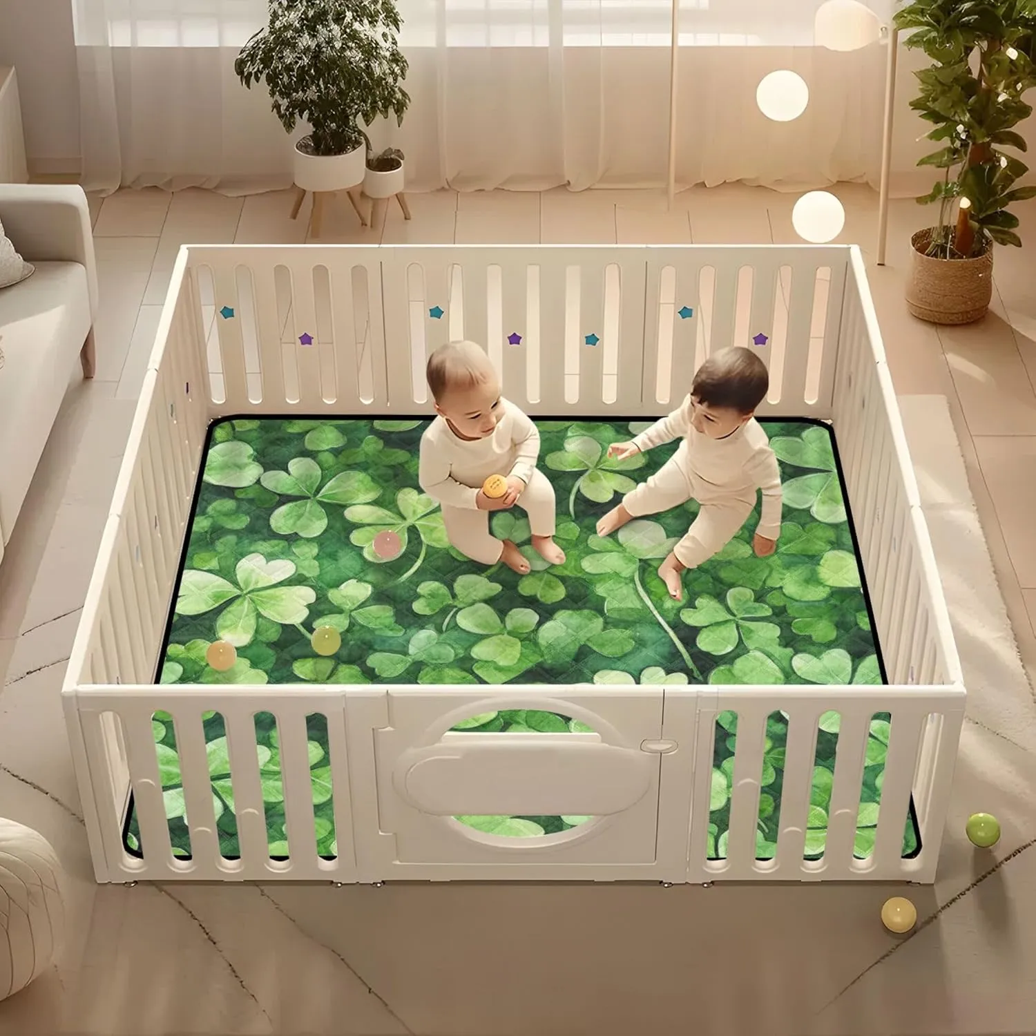 St Soft Foam Baby Playmat for Floor Cozy Breathable Padded Baby Mat for Baby Kids Toddlers Infants, 50'' x 50''