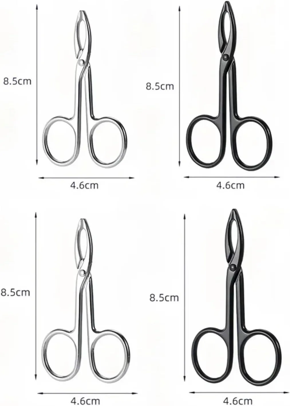 Stainless Steel Elbow Eyebrow Pliers Clip Scissors Tweezers Straight Pointed Professional Plucking Makeup Beauty Tools(Black straight mouth)