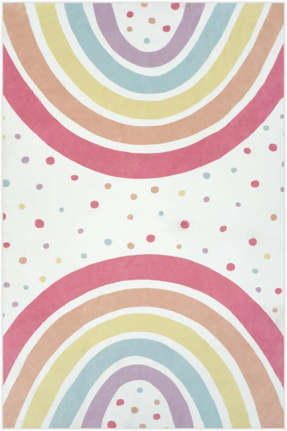 STARUIA Washable Rainbow Area Rug for Girls Bedroom, Colorful 4x6 Nursery Kid Room Rug, Non-Slip Soft Polka Dot Carpet for Classroom Playroom Tent Castle
