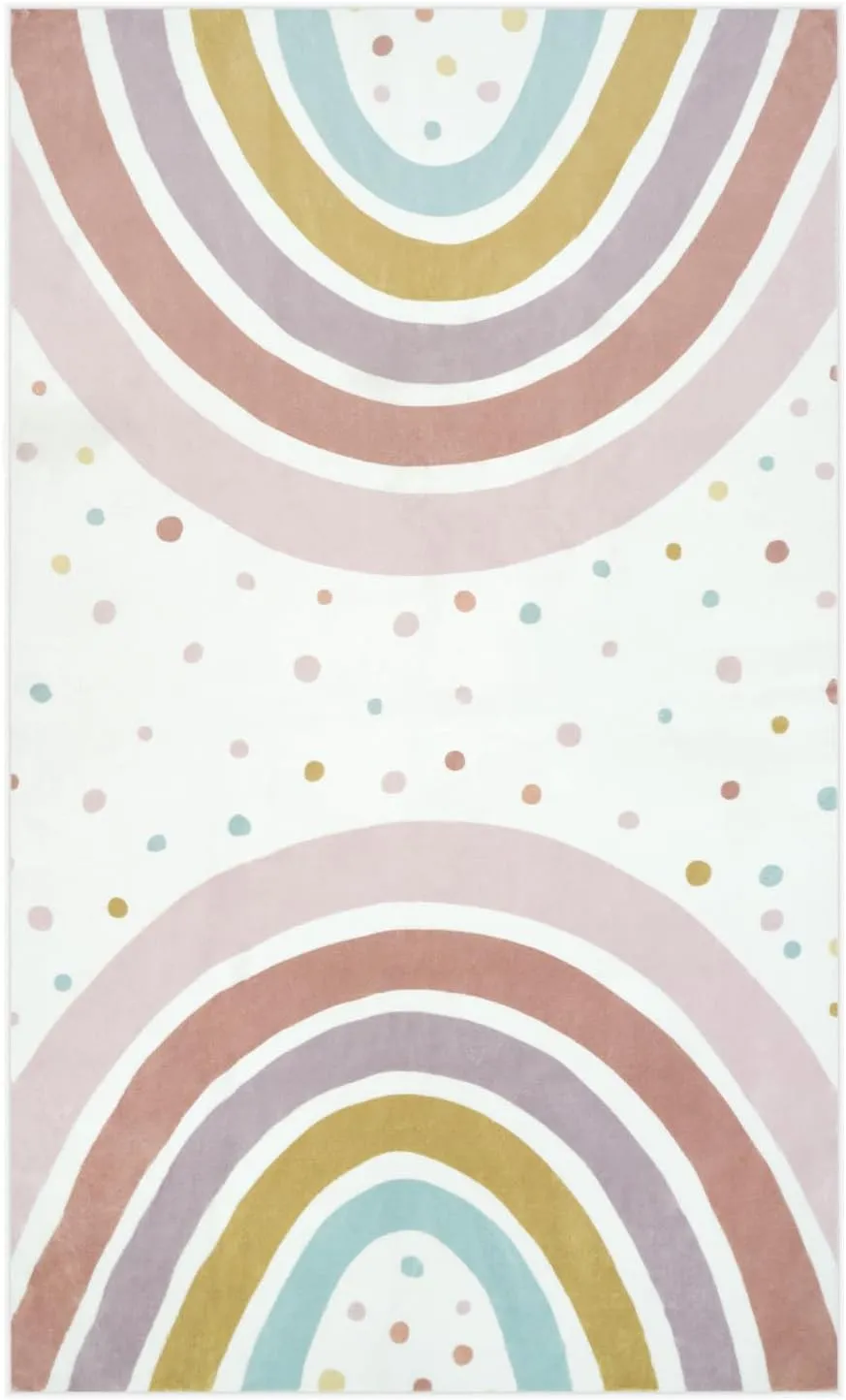 STARUIA Washable Rainbow Rug for Girls Bedroom, Boho Classroom Rug Small 3x5 Area Rug for Kids Room, Soft Kids Carpet Non-Slip Nursery Rug for Playroom Tent Baby Dorm