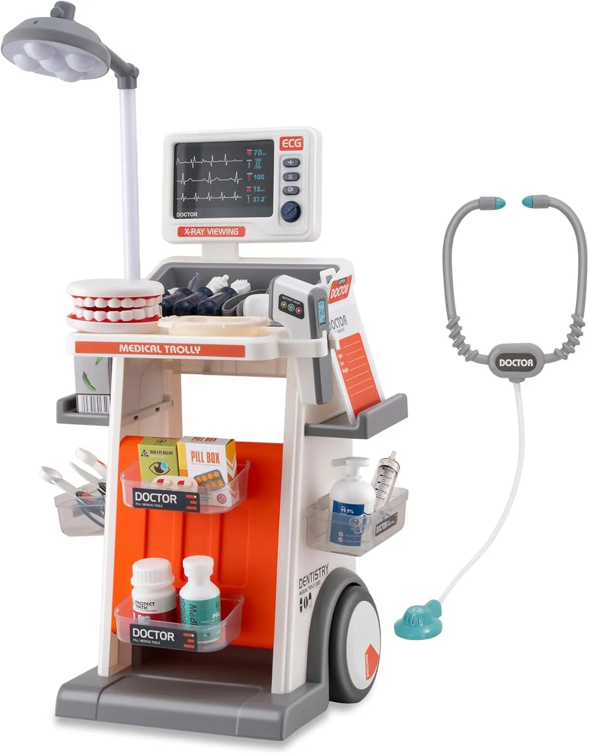 STEM Doctor Playset for Kids - Interactive Doctor Kit for Kids with Realistic LED Lights & Sounds, Role Play Kit to Diagnose & Heal, Educational Gift for Ages 3-5（660-91）