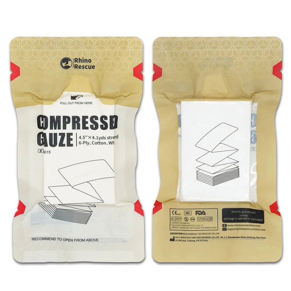 Sterile Compressed Gauze for Emergency Wound Dressing and First Aid Kit