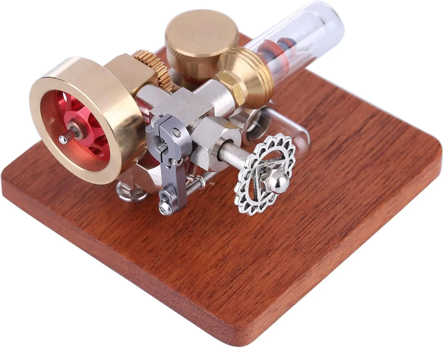 Stirling Engine Model Kit, Adjustable Speed Alcohol-Powered Stirling Engine with Speed Control Knob for Physical Science Experiment Display