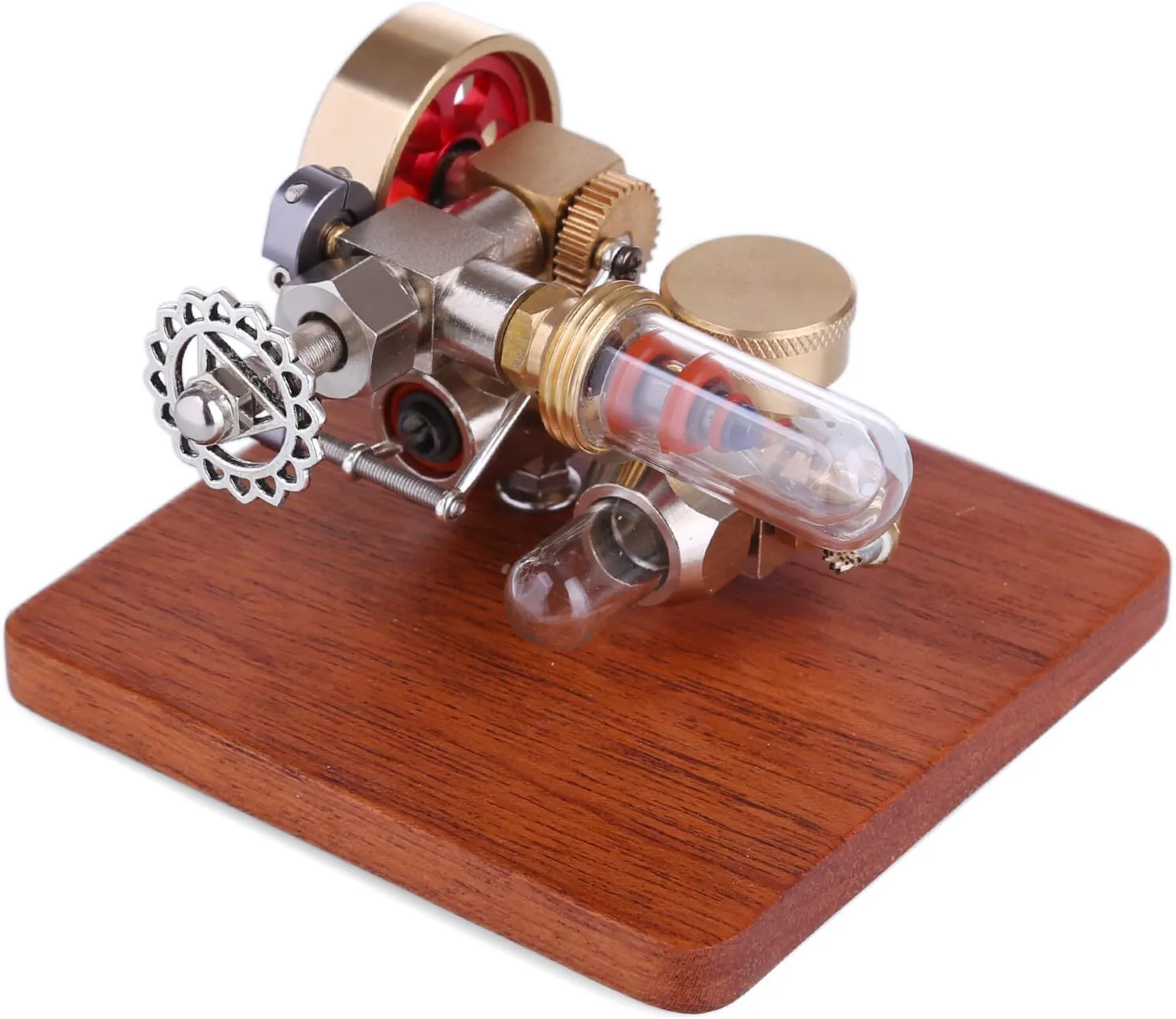Stirling Engine Model Kit, Adjustable Speed Alcohol-Powered Stirling Engine with Speed Control Knob for Physical Science Experiment Display