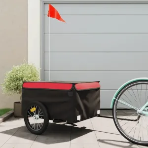 Sturdy Bike Trailer for Heavy Goods, 99.2 lb Load Capacity, Iron and Fabric Construction, Black and Red