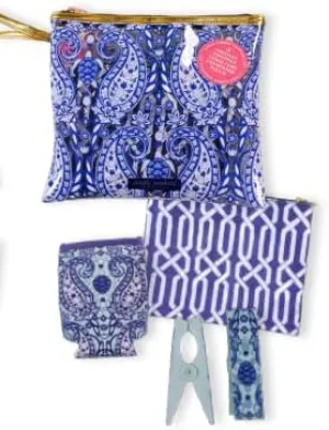 Summer Essential Kit For The Beach, Lake & Pool - Waterproof Pouch, Towel Clips, Can Holder, Coin Pouch - Simply Southern (Paisley)