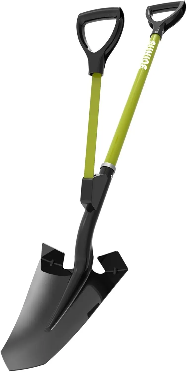 Sun Joe 9 Inch Digging Shovel with Assist Handle, Heavy Duty Steel Spear Head Gardening Tool, SJ-SHLV07, Shovelution, Green/Black