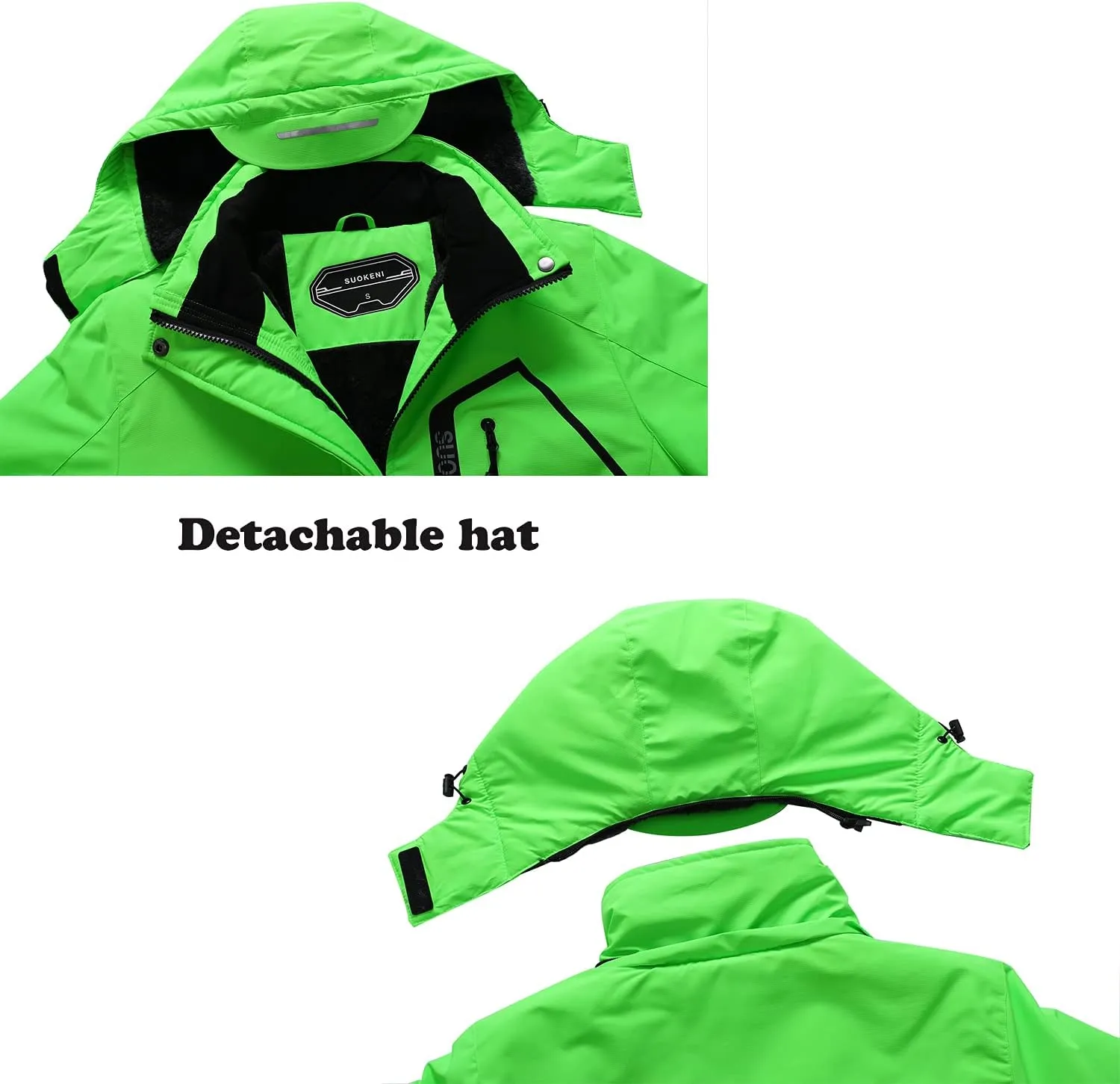 SUOKENI Women's Waterproof Warm Winter Snow Coat Hooded Raincoat Ski Snowboarding Jacket