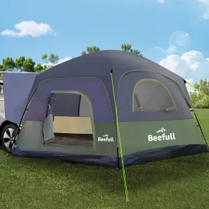 SUV Tent for Camping with Rainfly, 6-8 Person Car Camping Tent with Waterproof PU2000mm, Double Layer Design with Storage Bag, Green & Gray