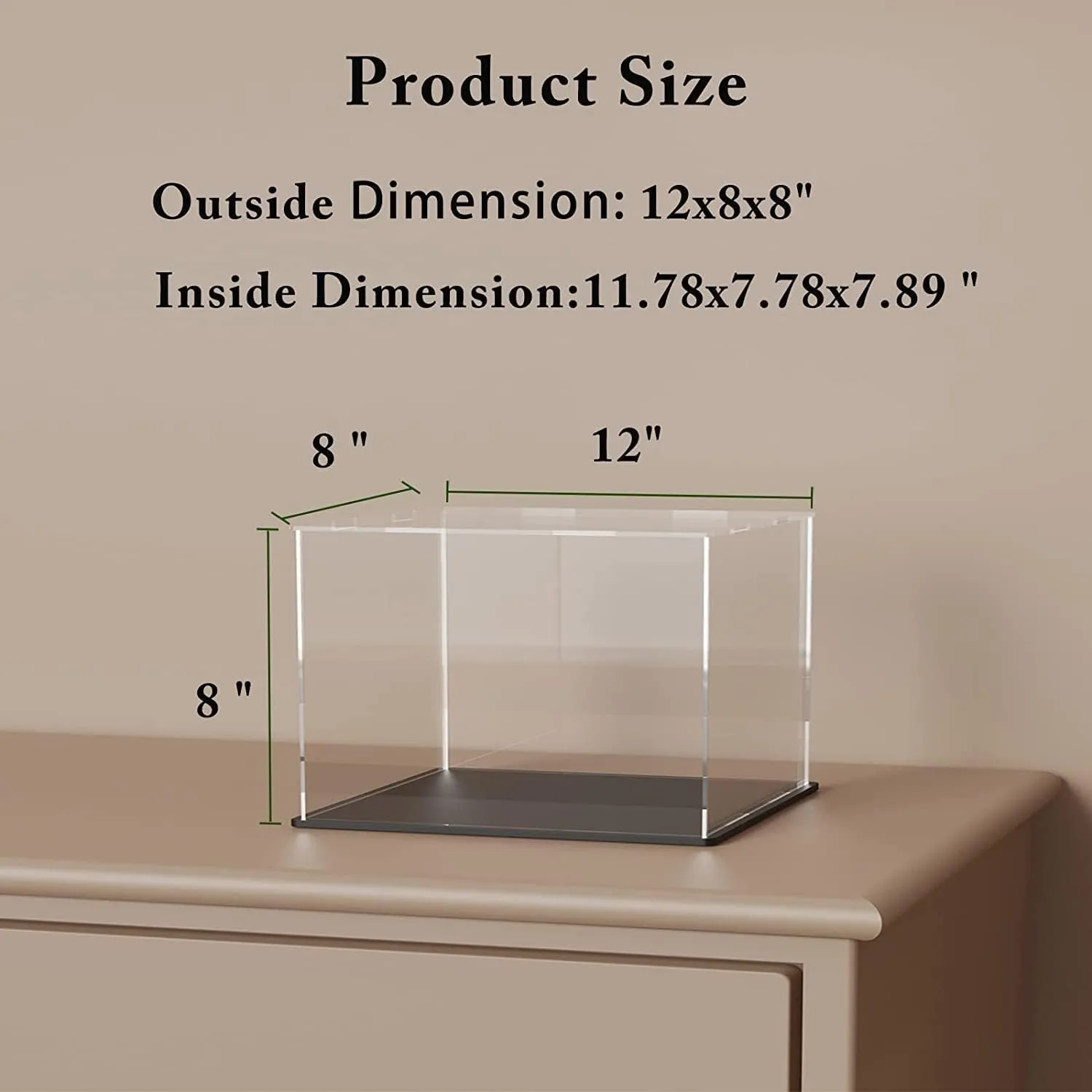 SVENJBB Acrylic Display Case, Acrylic Boxe for Display, Clear Display Cases with Matte Black Base and Lid for Football, Car Model and Figures, 12x8x8 Inch