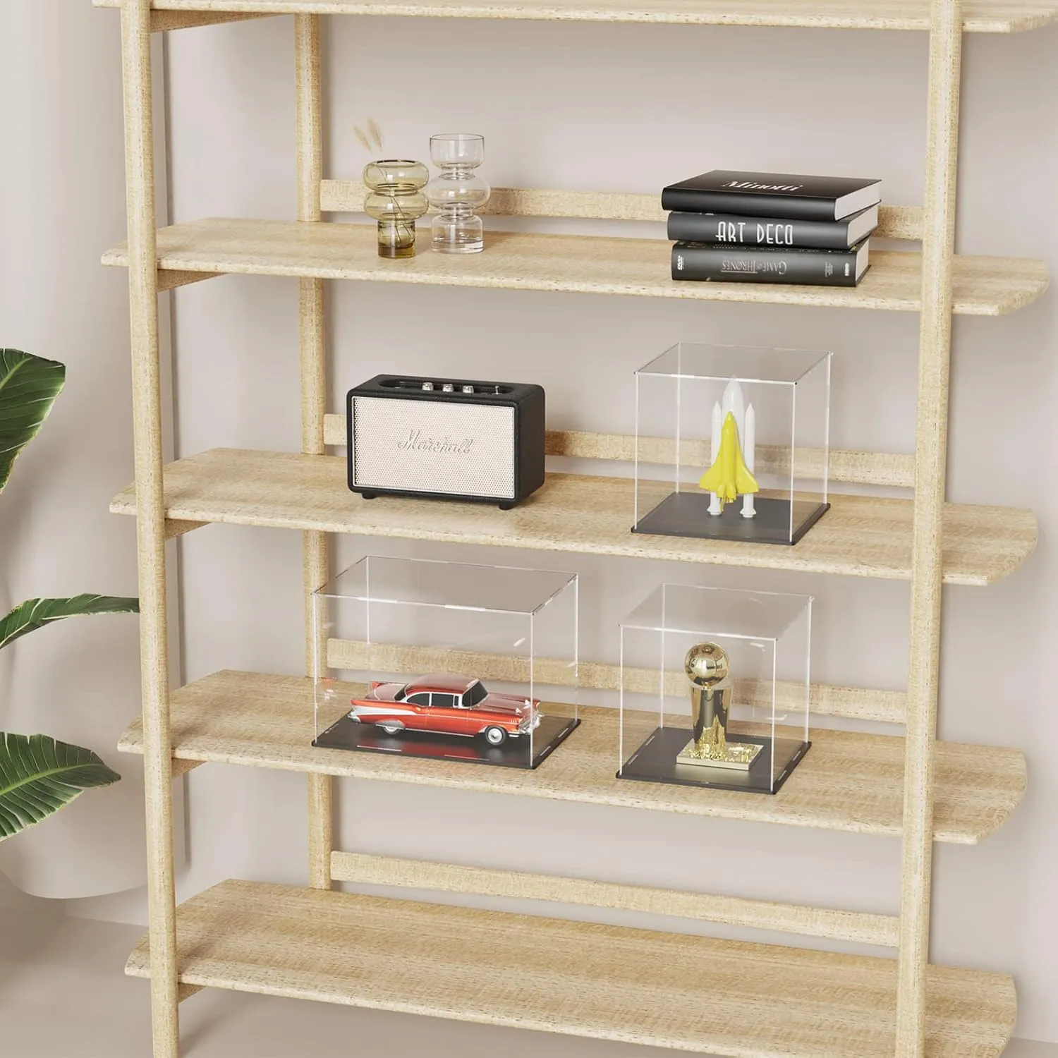 SVENJBB Coins Display Case, 12x12x4 Inch Acrylic Box for Display, Clear Acrylic Display Cases with Matte Black Base for Books, Stamps, Cards and Jewelry