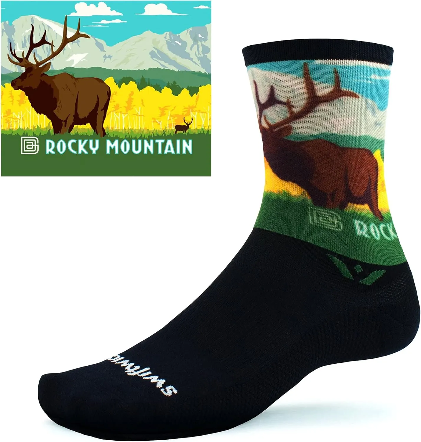 Swiftwick VISION IMPRESSION Crew, National Parks Edition, Running, Hiking and Cycling Socks