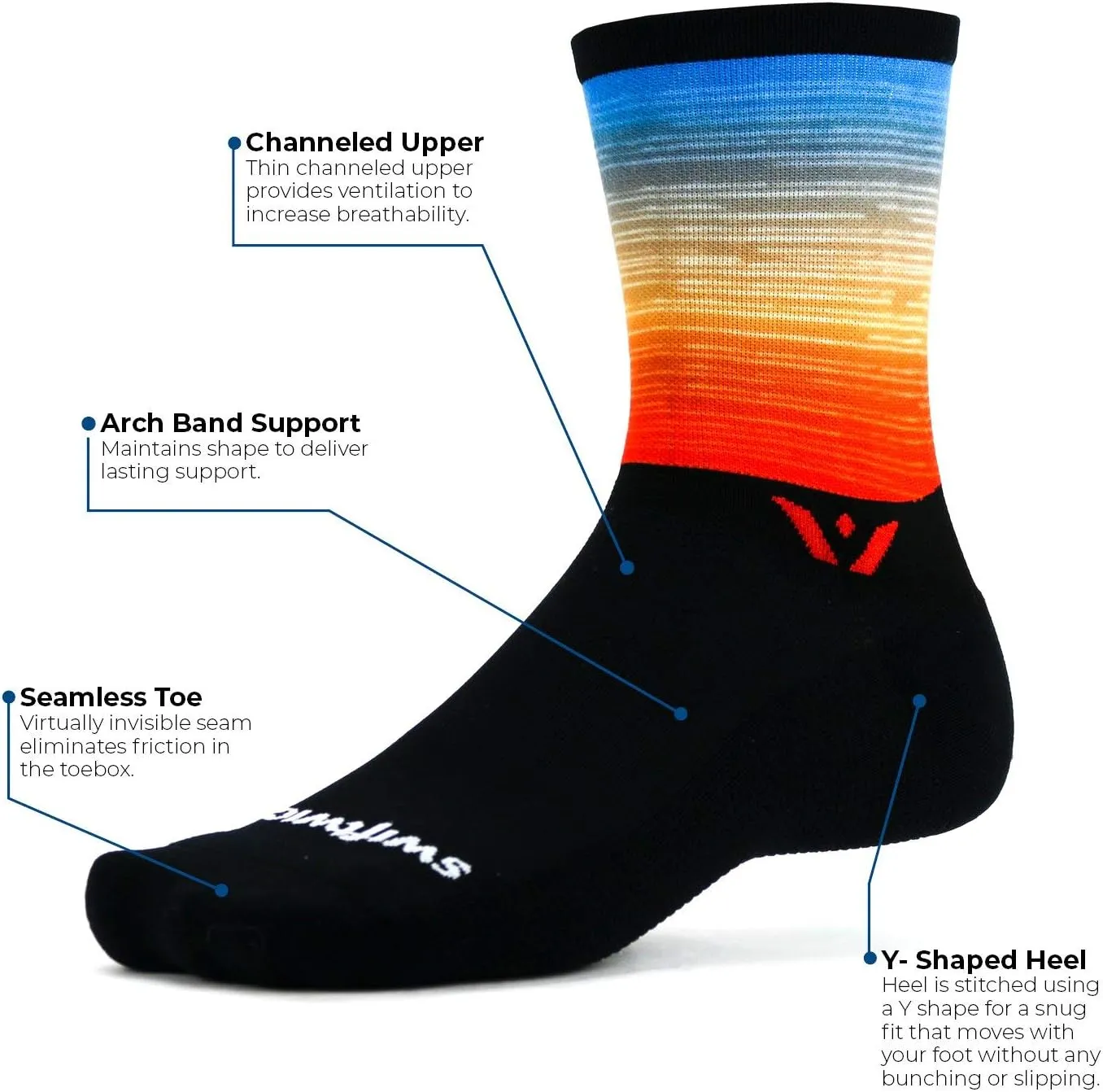 Swiftwick VISION IMPRESSION Crew, National Parks Edition, Running, Hiking and Cycling Socks