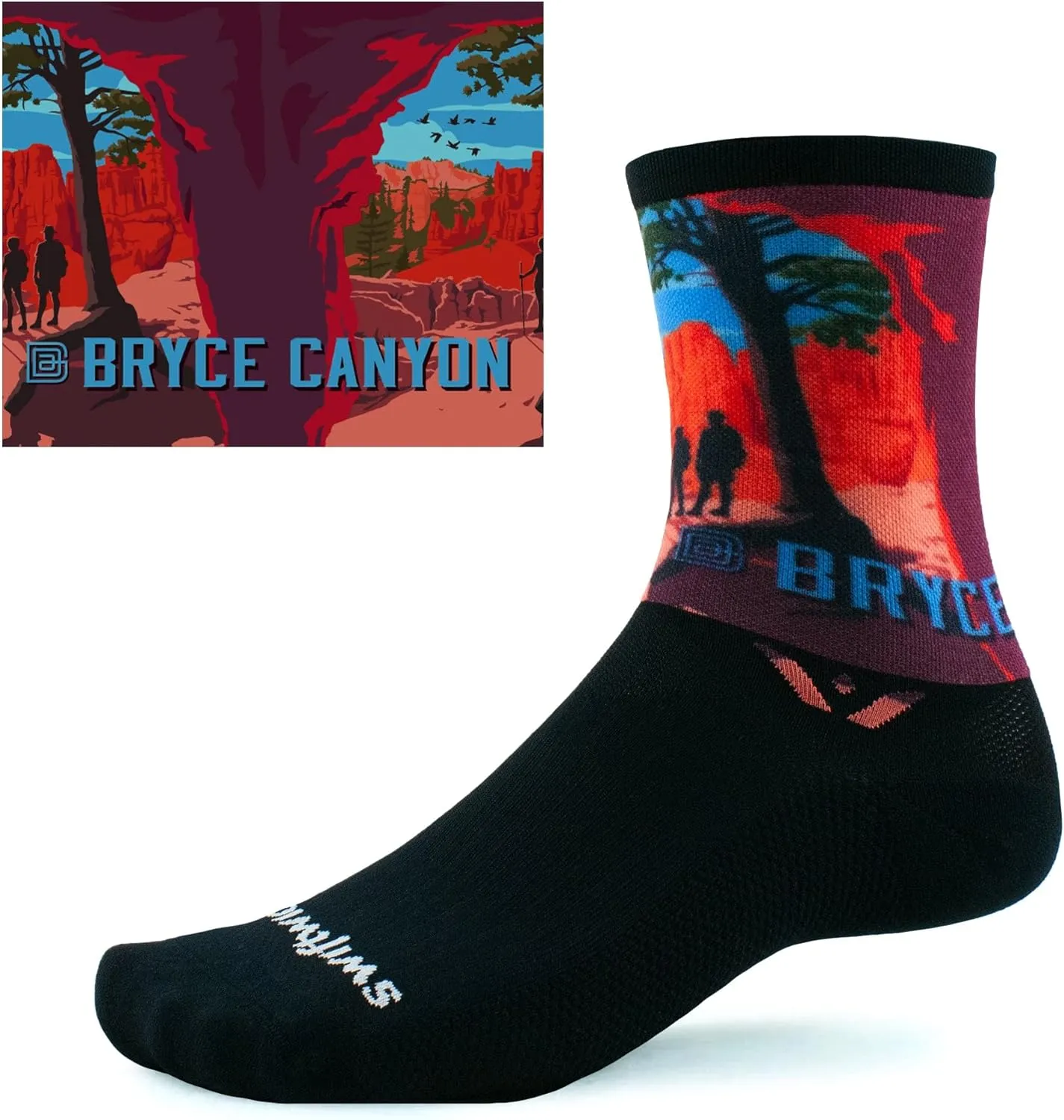 Swiftwick VISION IMPRESSION Crew, National Parks Edition, Running, Hiking and Cycling Socks