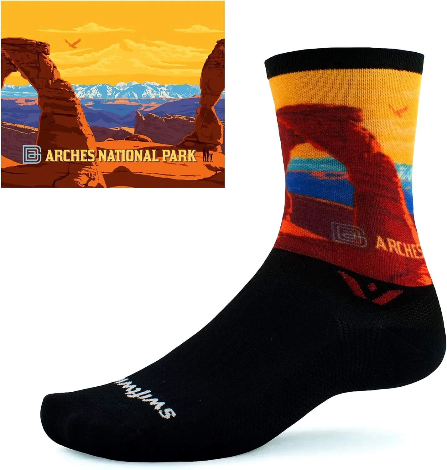Swiftwick VISION IMPRESSION Crew, National Parks Edition, Running, Hiking and Cycling Socks