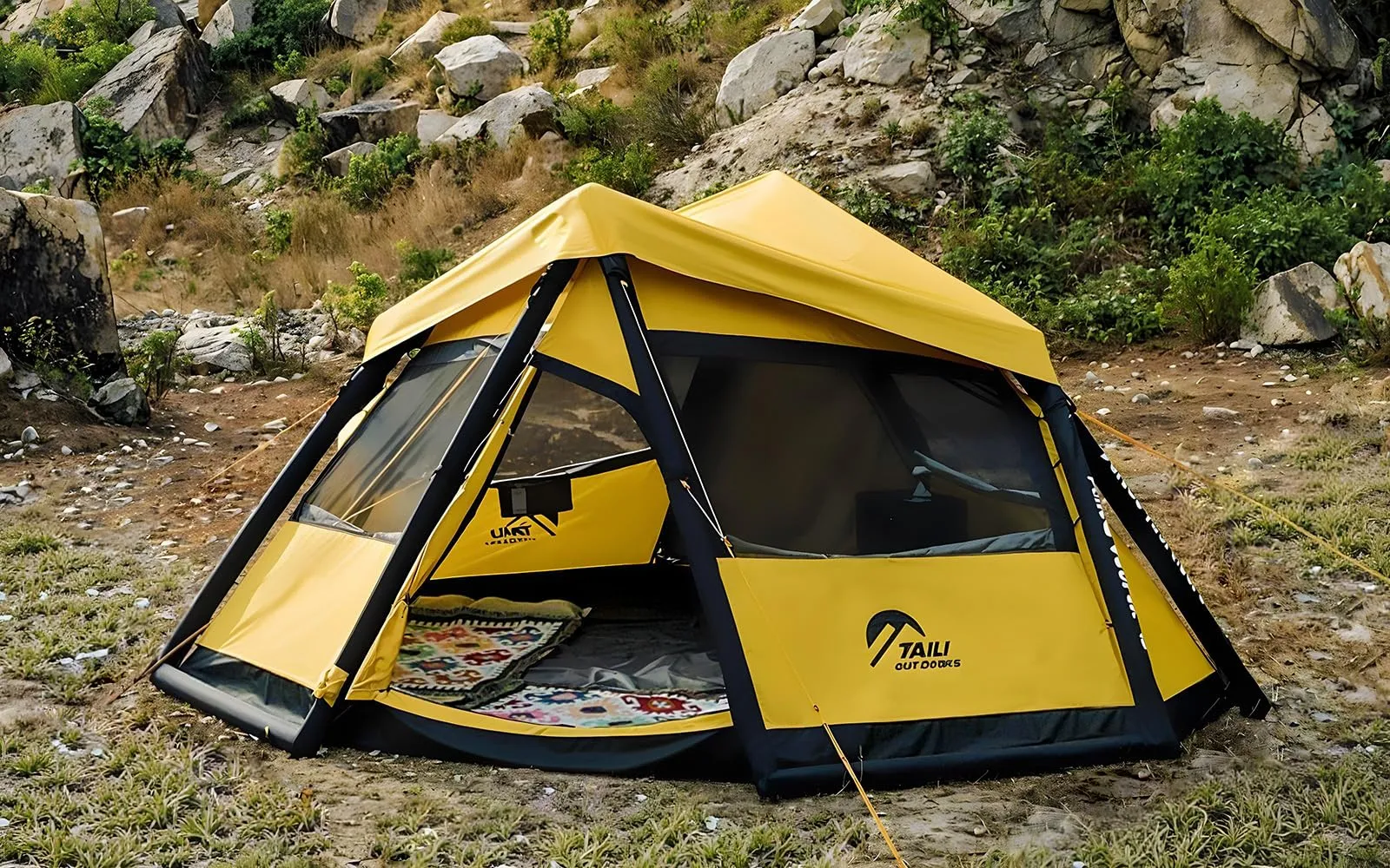 TAILI Inflatable Blow Up Tent for Camping with Hand Pump for 2/4/6/8 Person, Easy Setup Outdoor Inflatable Oxford Waterproof Air Tent House for Family Camping Adult