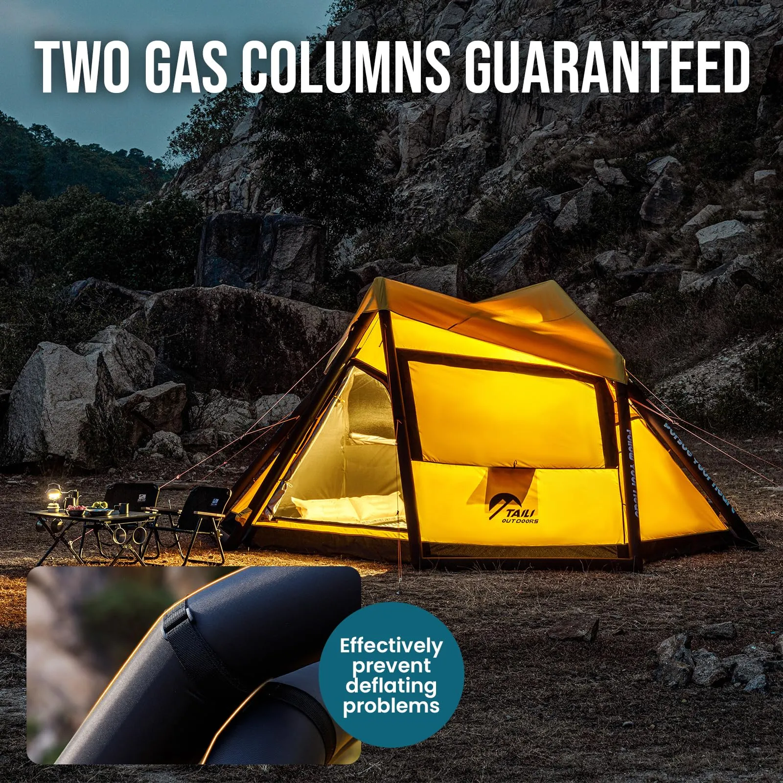 TAILI Inflatable Blow Up Tent for Camping with Hand Pump for 2/4/6/8 Person, Easy Setup Outdoor Inflatable Oxford Waterproof Air Tent House for Family Camping Adult