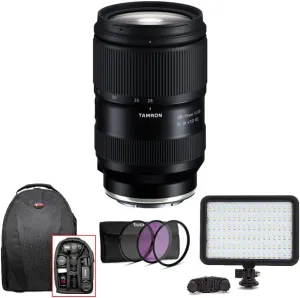 Tamron 28-75mm f/2.8 Di III VXD G2 Lens for Sony E Mount Cameras with 1400 Lumens LED Video Light, Photo & Video Backpack, 3 Piece Lens Filter Kit