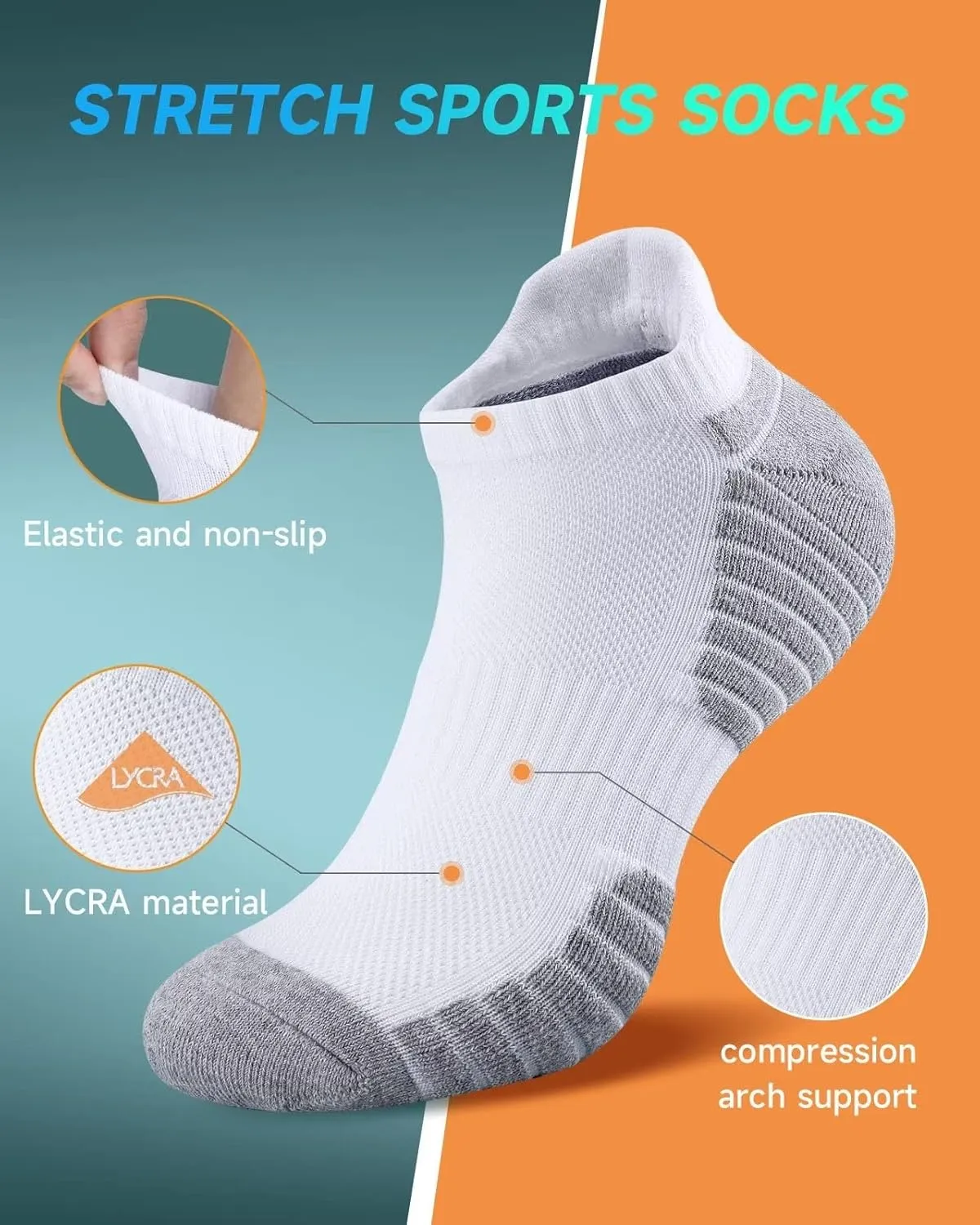 TANSTC Mens 6 Pairs Anti-Blister Cushioned Breathable Running Cotton Socks, Athletic Ankle Sports
