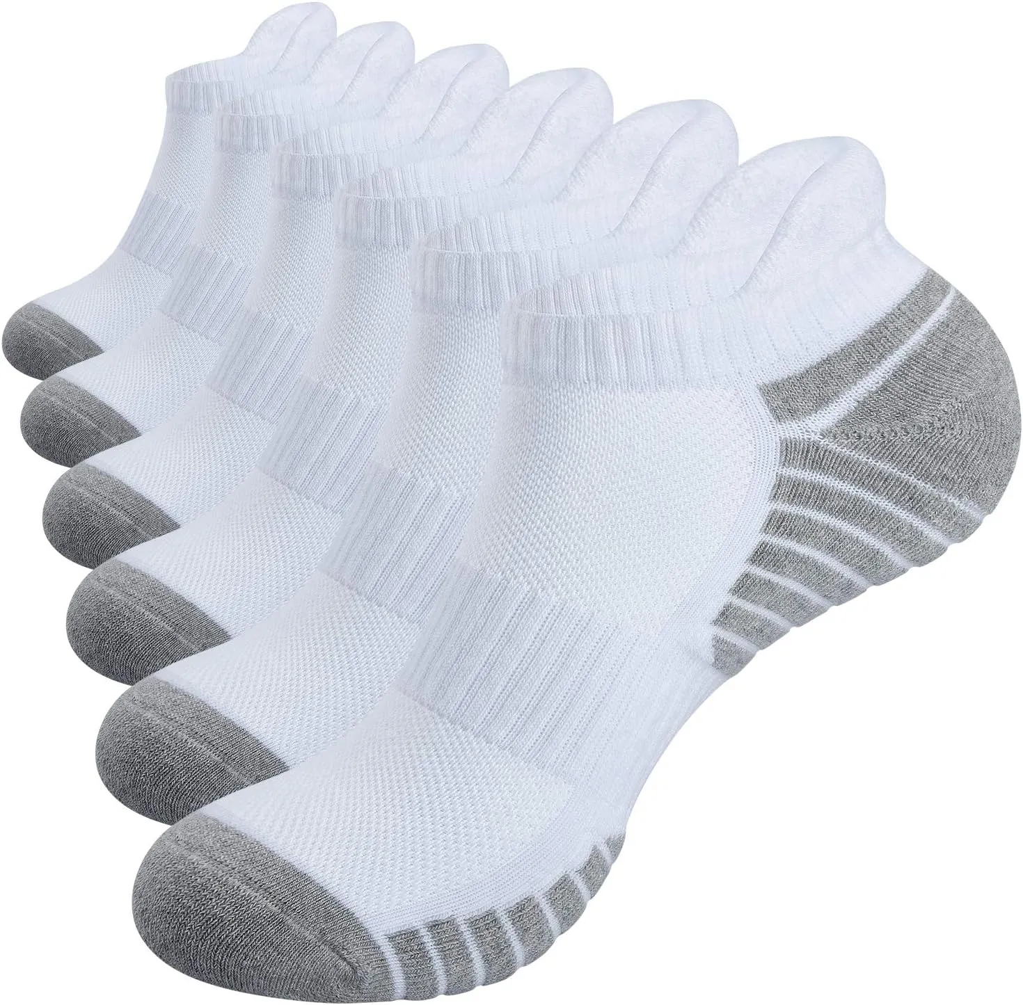 TANSTC Mens 6 Pairs Anti-Blister Cushioned Breathable Running Cotton Socks, Athletic Ankle Sports